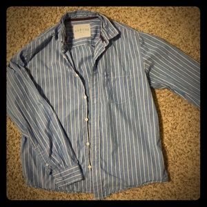 Men’s blue and white striped button down
